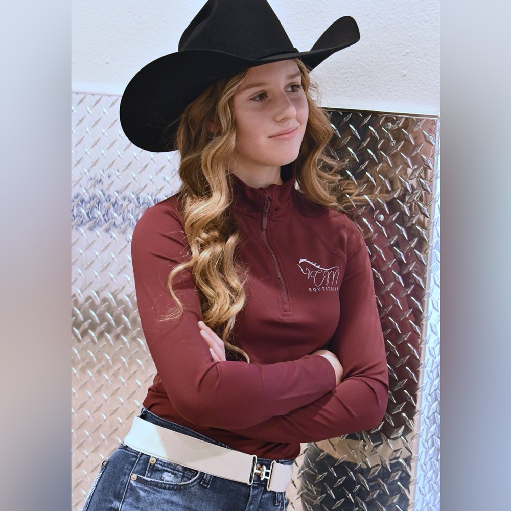 Burgundy New Women's long Sleeve Top equestrian top CM equestrian 4 w…